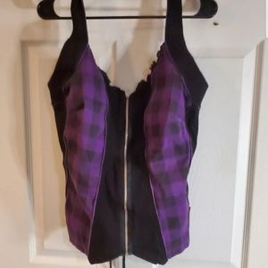 TRIPP NYC Sz 3 Halter zip front plaid corset
